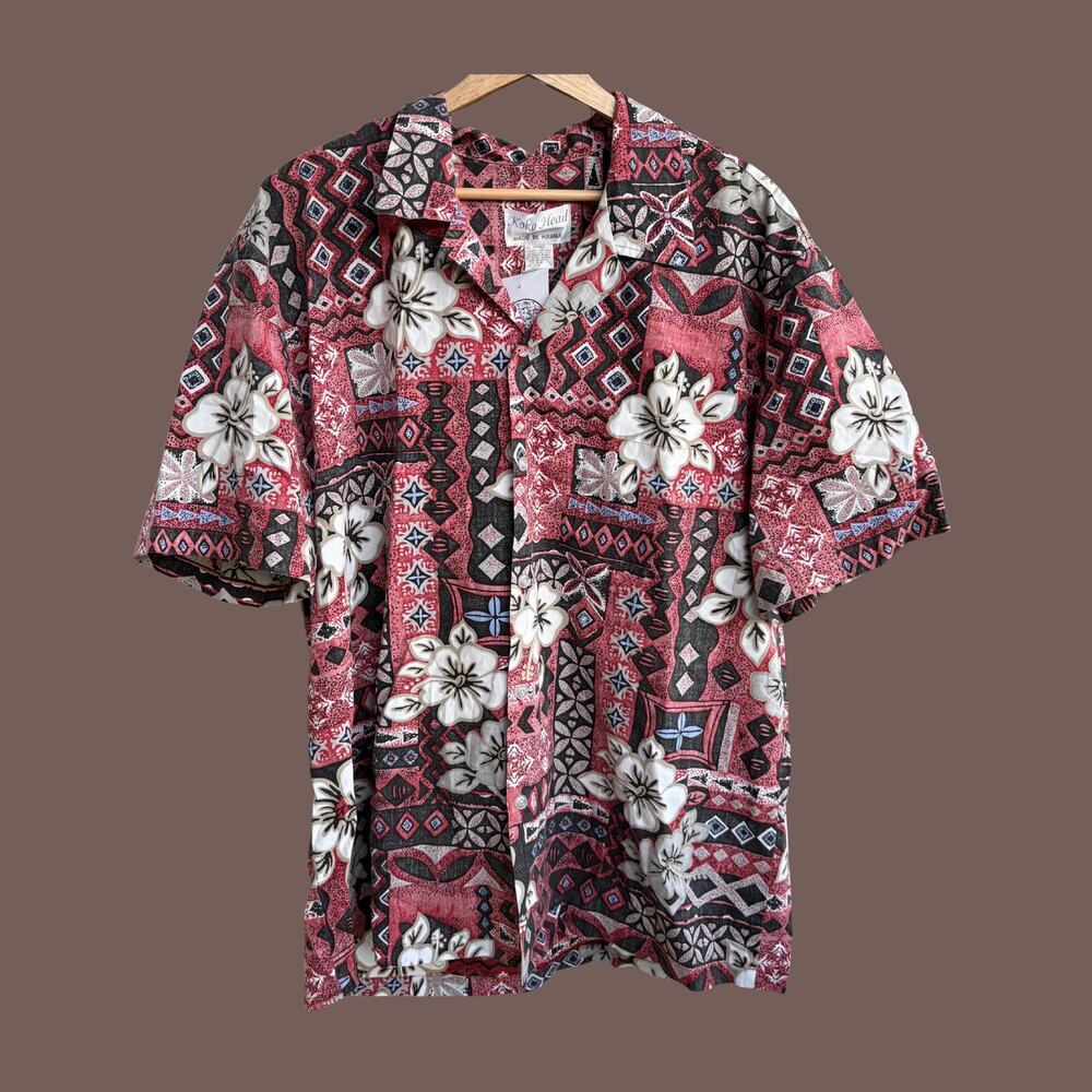 Koko Head Hawaiian Shirt | Pink Floral Aloha Print | Size XL | Vintage